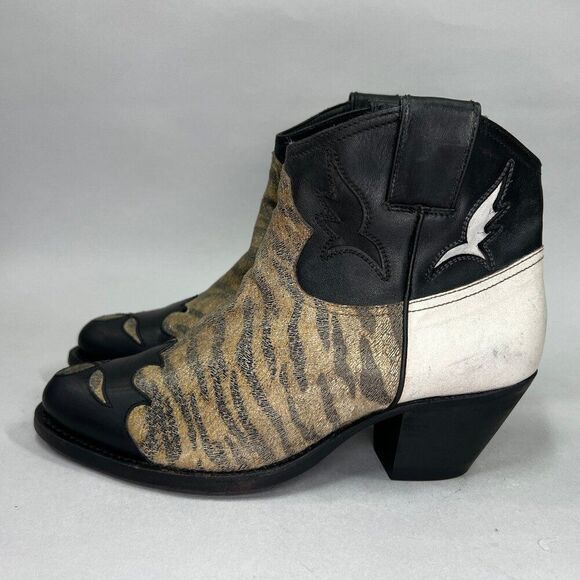 Golden Goose Ankle Boots Women's Size 7 Black Leather Western Cowboy Booties - Picture 4 of 14